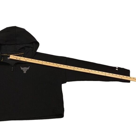 Under Armour Oversized Sweatshirt Womens Size Large Black Loose Hoodie Cropped - Picture 12 of 12